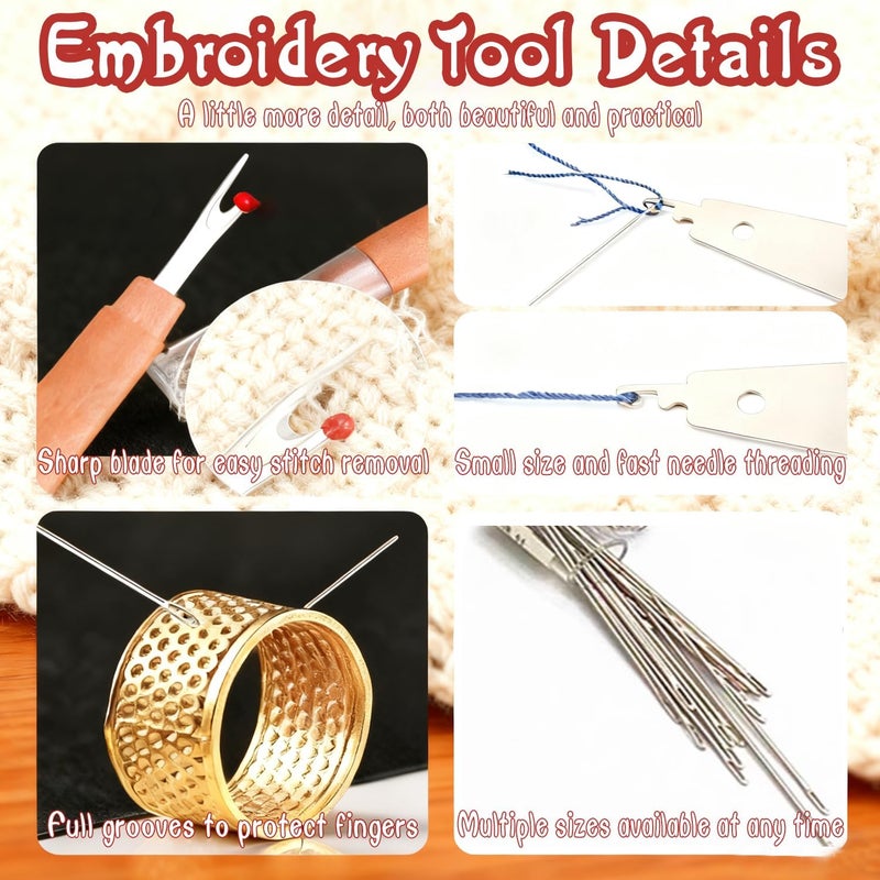 Treayes Big Eye Steel Sewing Needles Kit 34PCS,Stainless Steel Hand Sewing Needles,Multi-Purpose Needle and Thread Kits, Portable DIY Hand Made Craft Set for Beginners &Handicraft Enthusiasts& Daily Use - Image 5